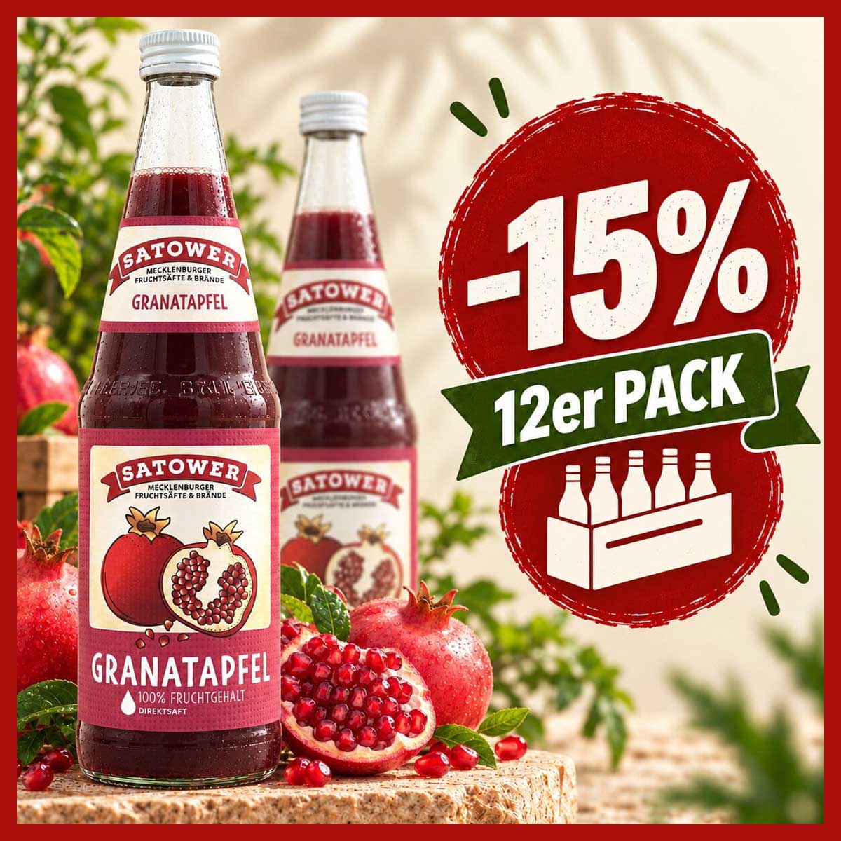 Sizilianischer Granatapfelsaft – mild-süßlich, 100% Direktsaft | 12 × 0,7l