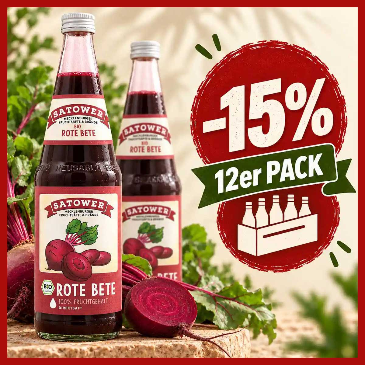 Satower Rote-Bete-Saft – 100% Direktsaft | 12 × 0,7l